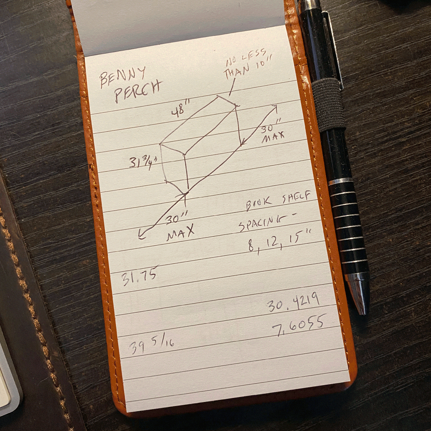 Measurements and notes